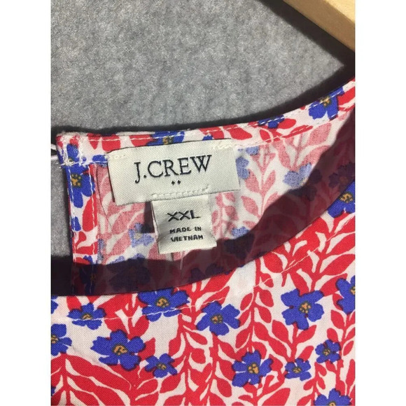 Womens NWT J Crew Tank Top Red Blue Floral Casual Spring Summer Beachy - Picture 4 of 7